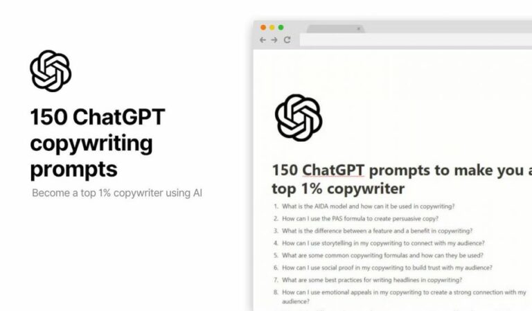Copywriting : ce document regroupe 150 prompts pour tirer le meilleur parti de ChatGPT